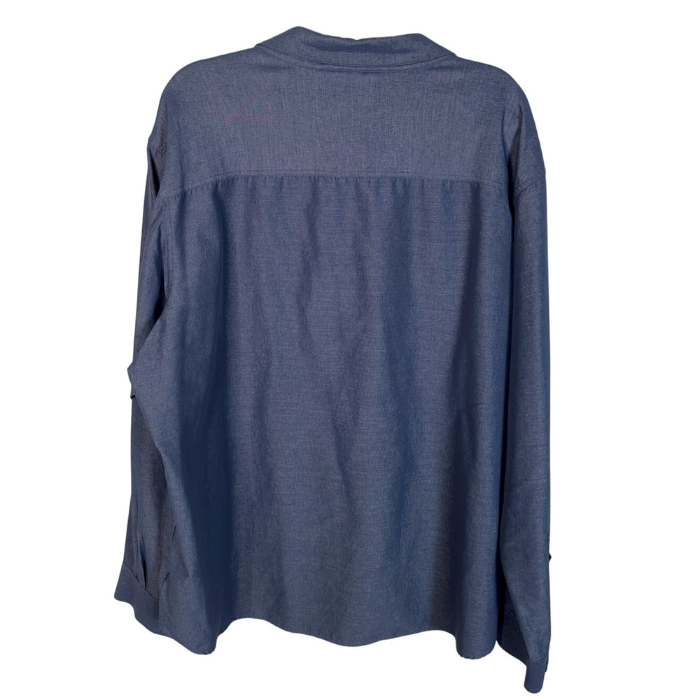 Columbia Mens XXL Omni Wick Button Down Long Sleeve Rip Stop Shirt Navy Blue EUC - Picture 2 of 8
